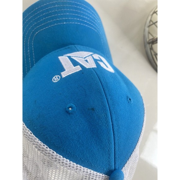 Caterpillar CAT Blue & White Sandwich Visor Trucker Hat Cap - Picture 4 of 7